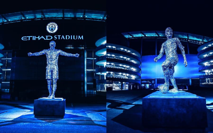Manchester City inaugura estátuas de Kompany e David Silva em frente ao Etihad Stadium