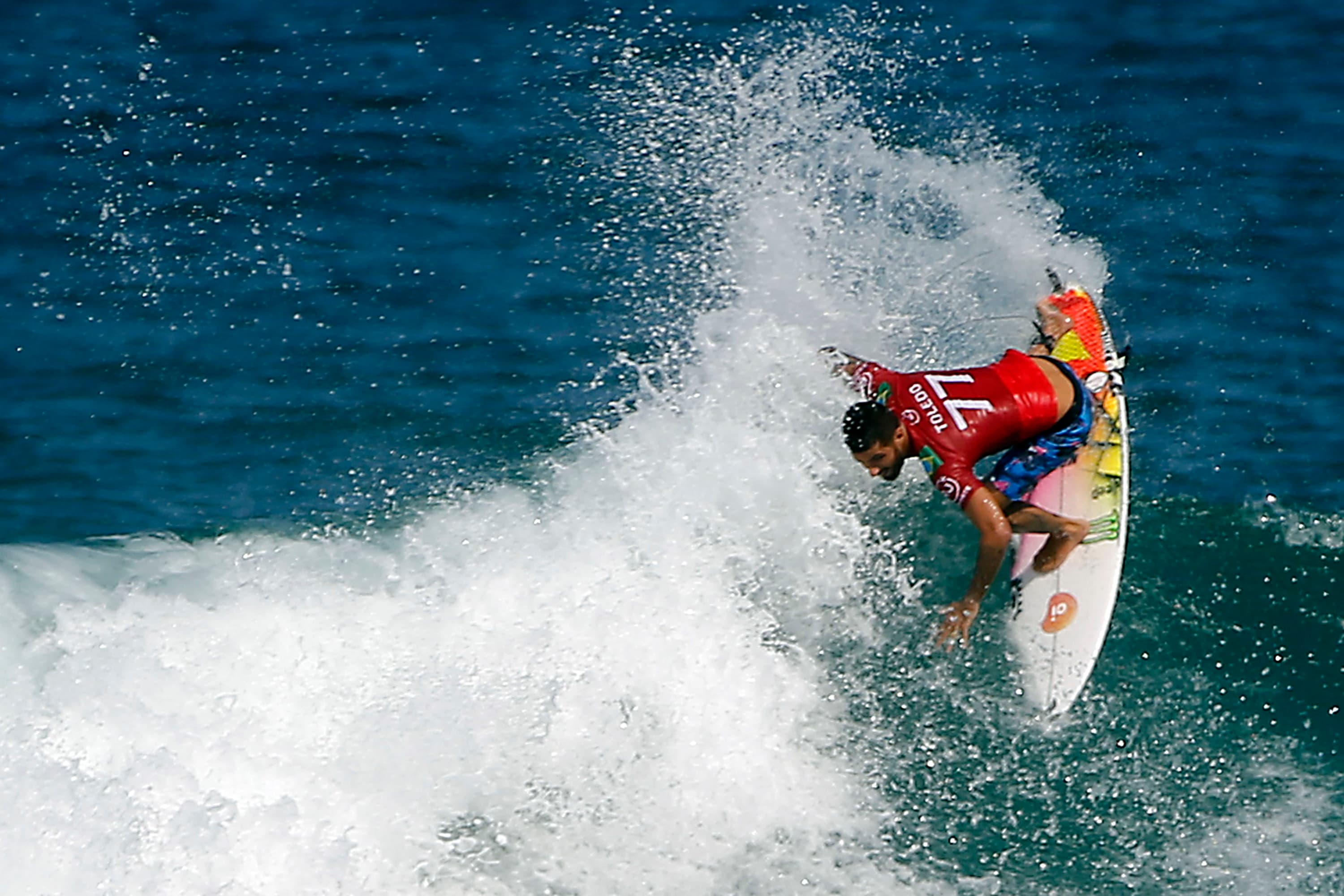 O surfista brasileiro Filipe Toledo compete na etapa brasileira da Liga Mundial de Surfe, na praia de Itaúna, em Saquarema, Rio de Janeiro – 20/062019