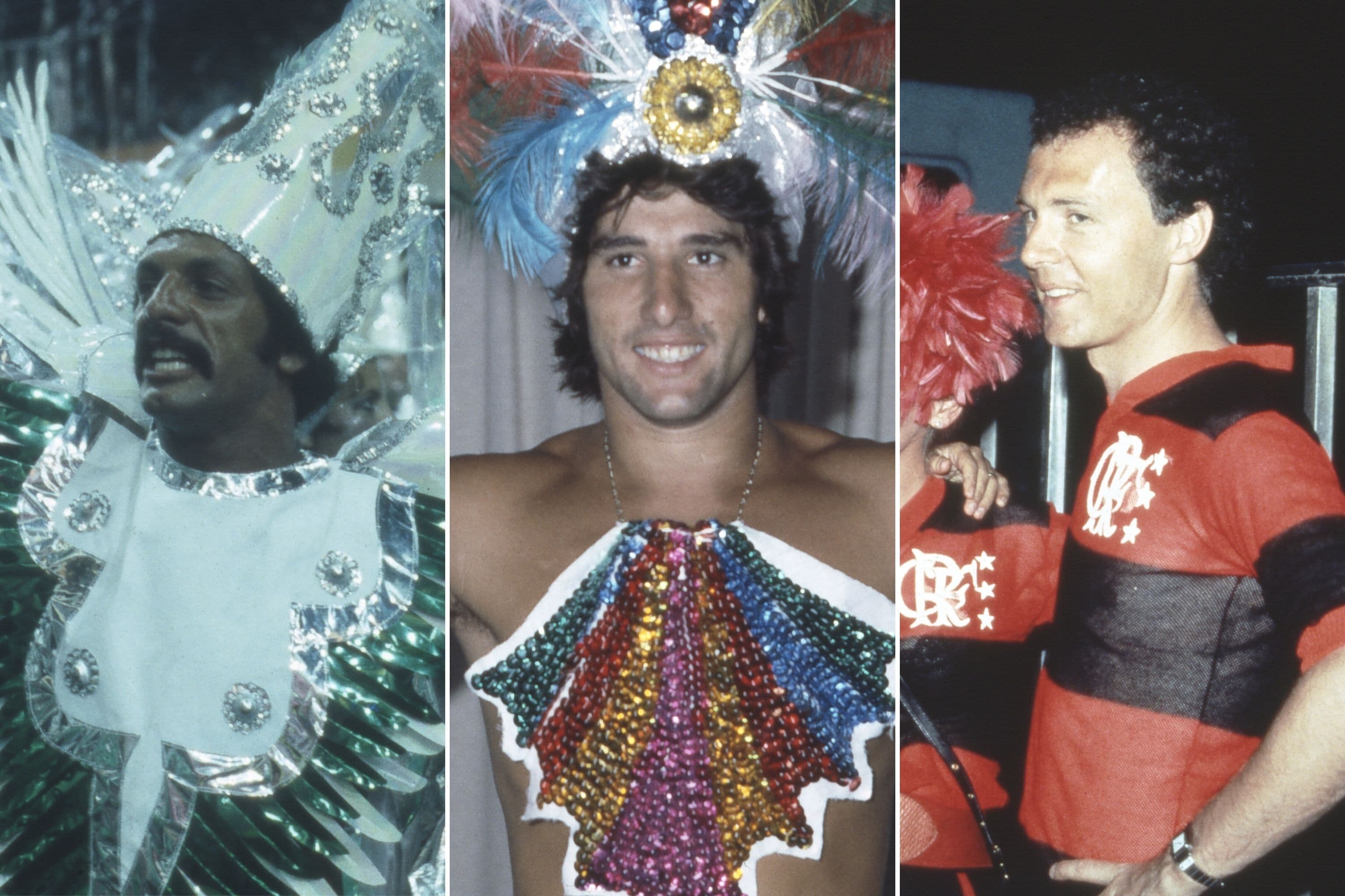 Junior, Renato Gaúcho e Franz Beckenbauer: curtir o Carnaval do Rio de Janeiro sempre rotina para os craques do futebol