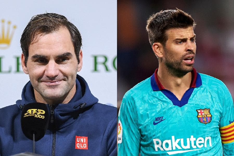 O tenista Roger Federer, da Suíça, e o zagueiro Gerard Piqué, do Barcelona