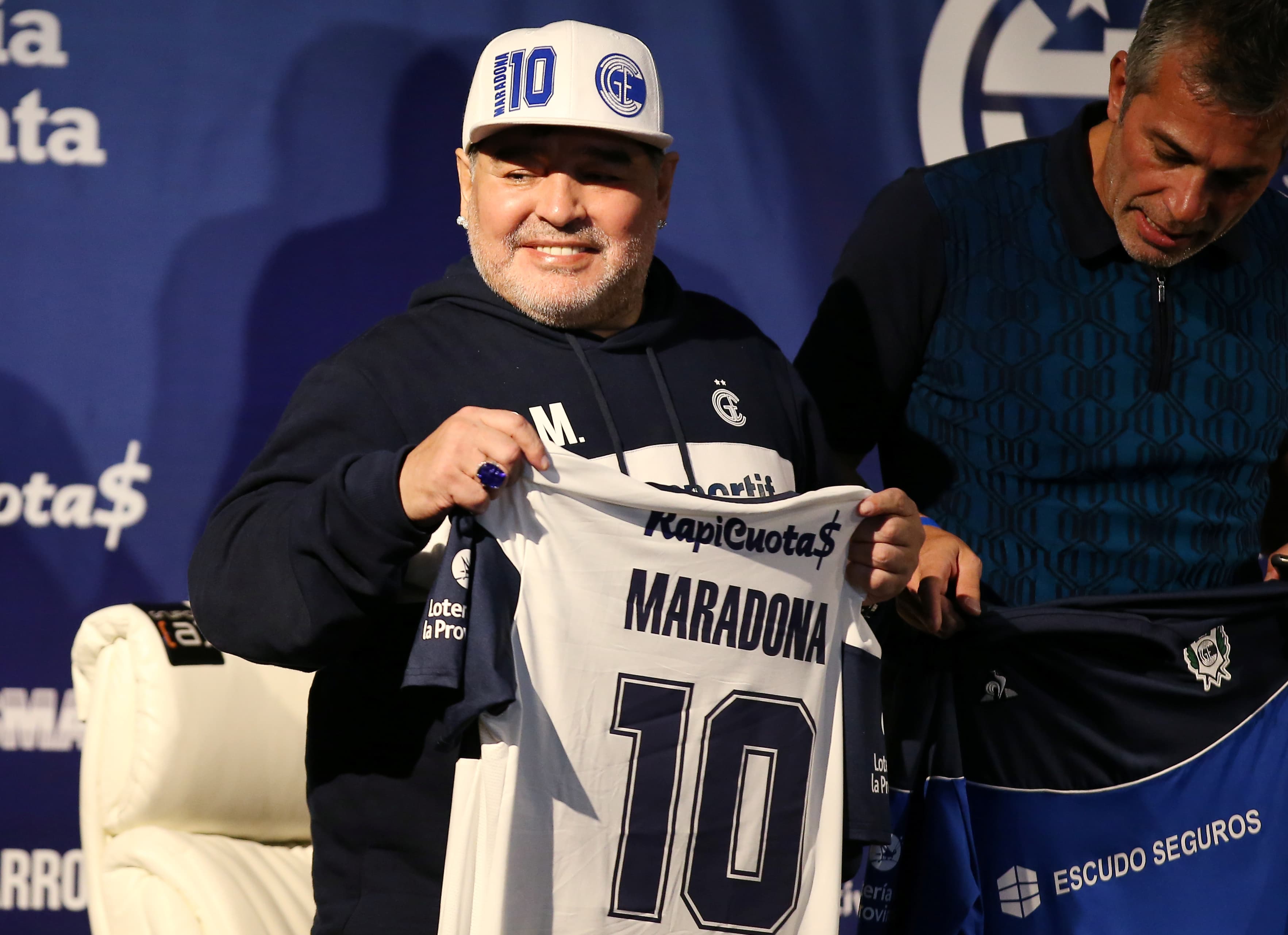 Diego Maradona durante sua apresentação como técnico do Gimnasia La Plata – 8/9/2019