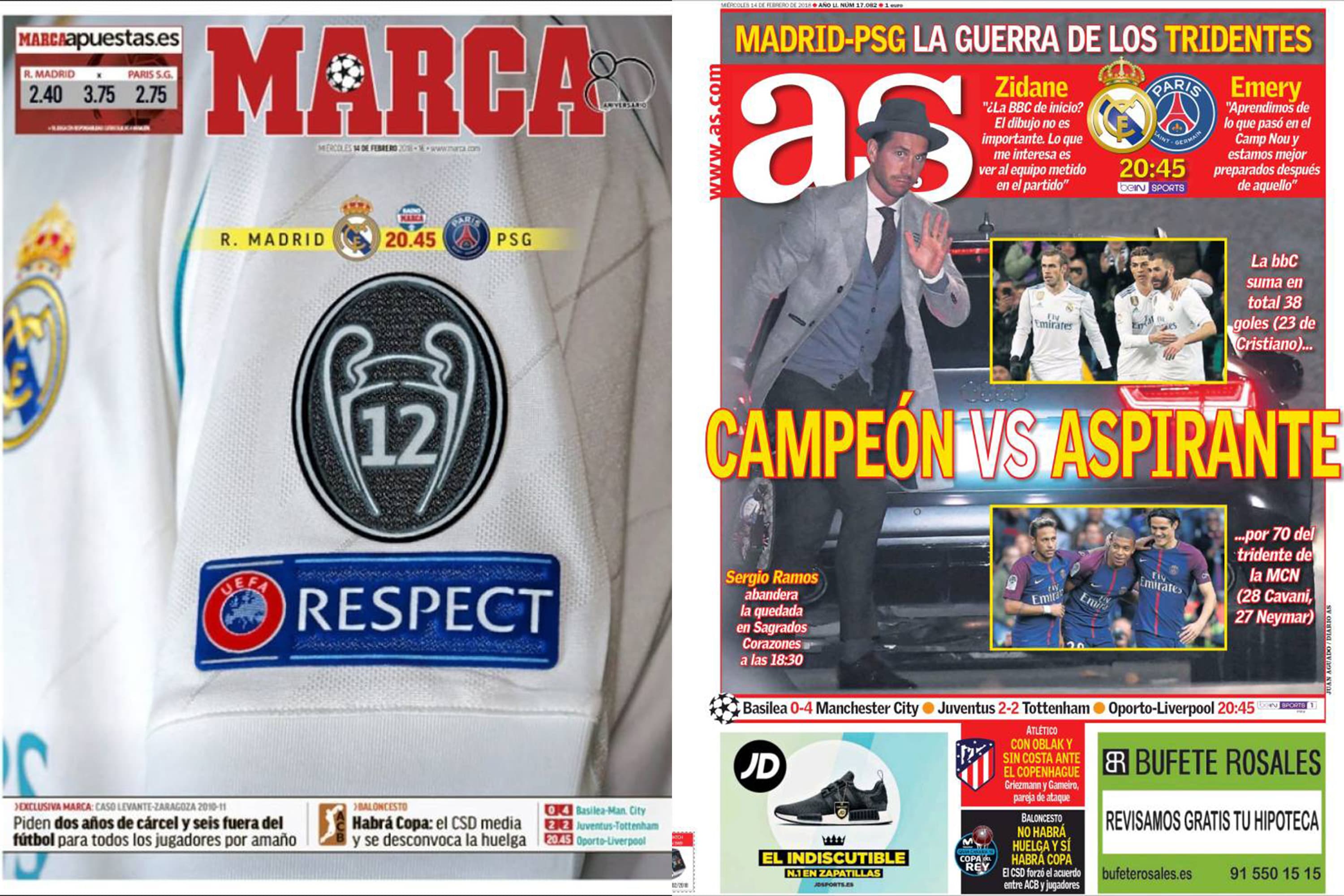 Jornais espanhóis repercutem decisão entre Real Madrid e PSG pela Liga dos Campeões