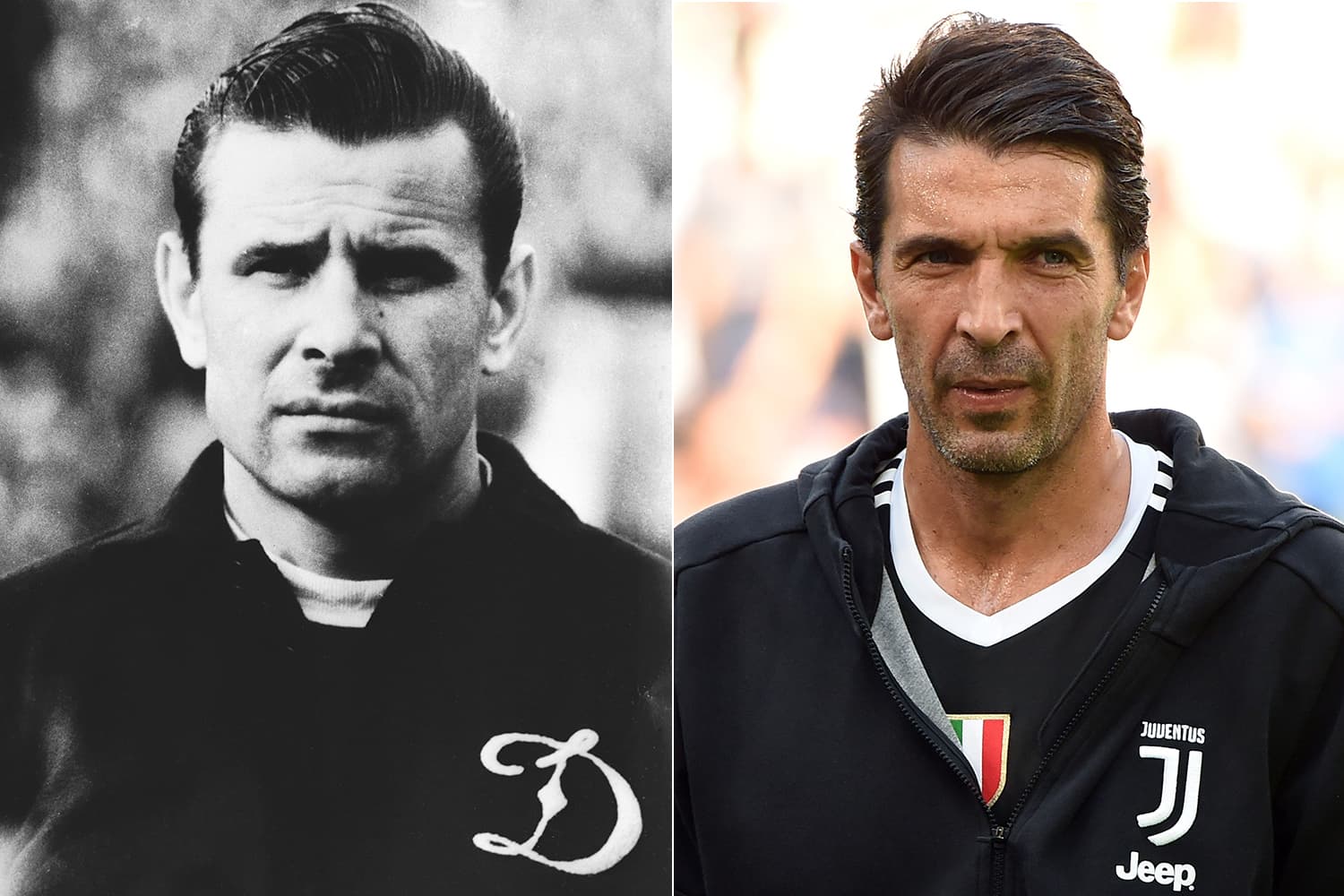 Os jogadores de futebol Lev Yashin e Gianluigi Buffon
