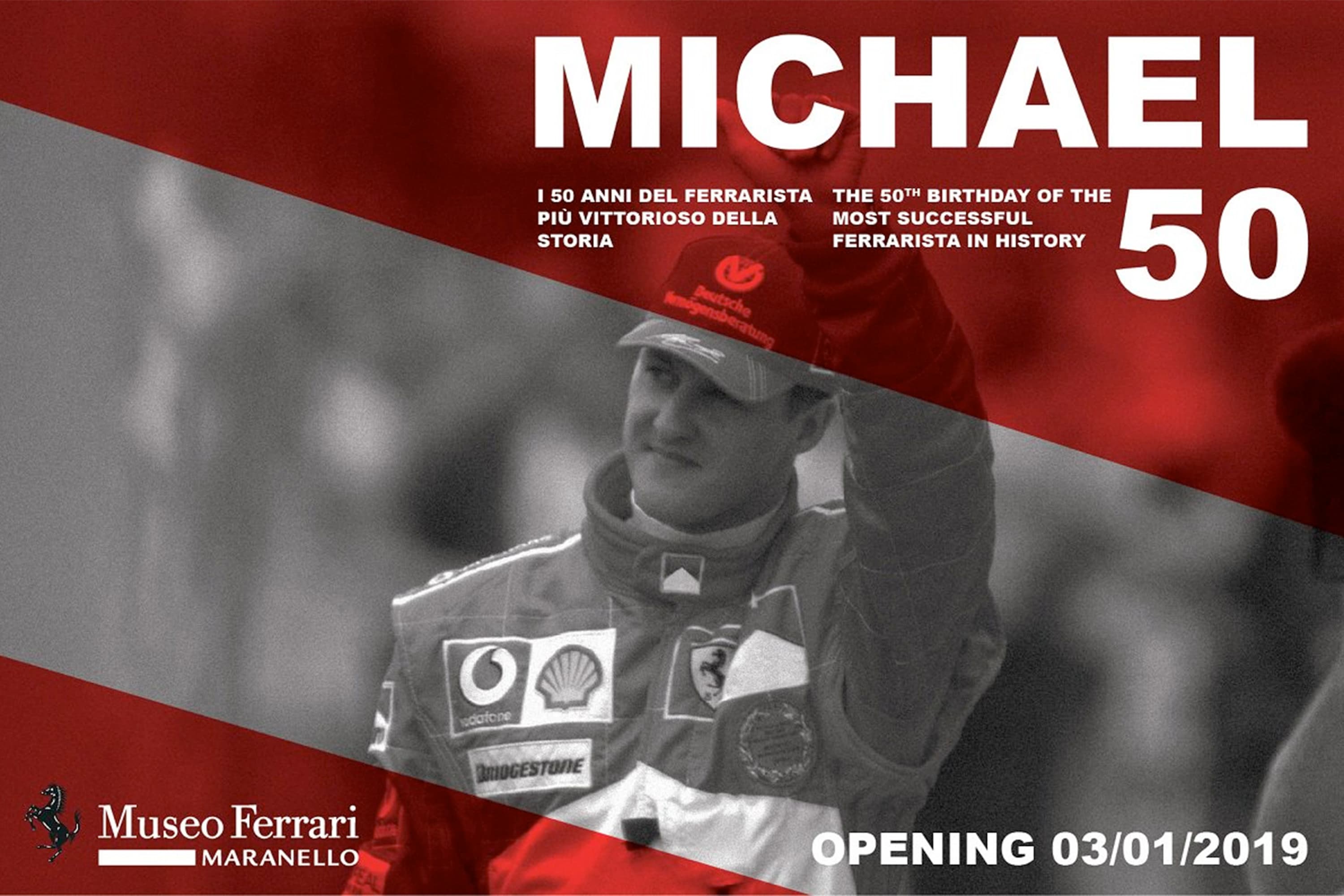 Museu da Ferrari realiza exposição em homenagem aos 50 anos de Michael Schumacher