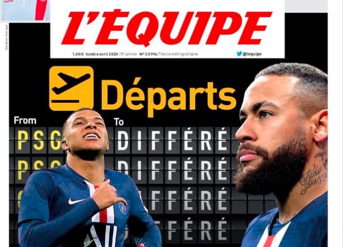 "Embarque atrasado", estampou jornal francês sobre situação de Neymar e Mbappé