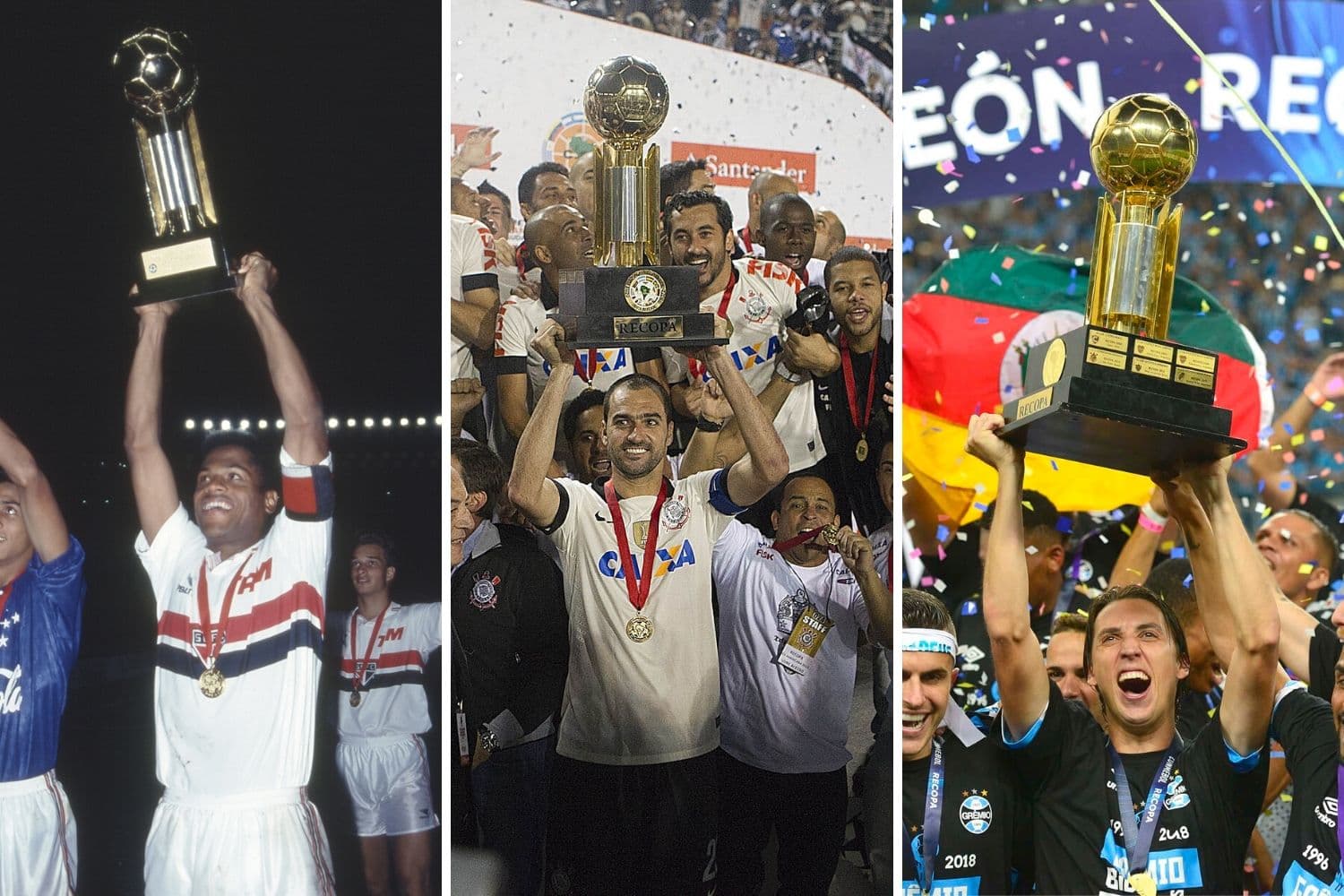 São Paulo em 1994, Corinthians em 2013 e Grêmio em 2018