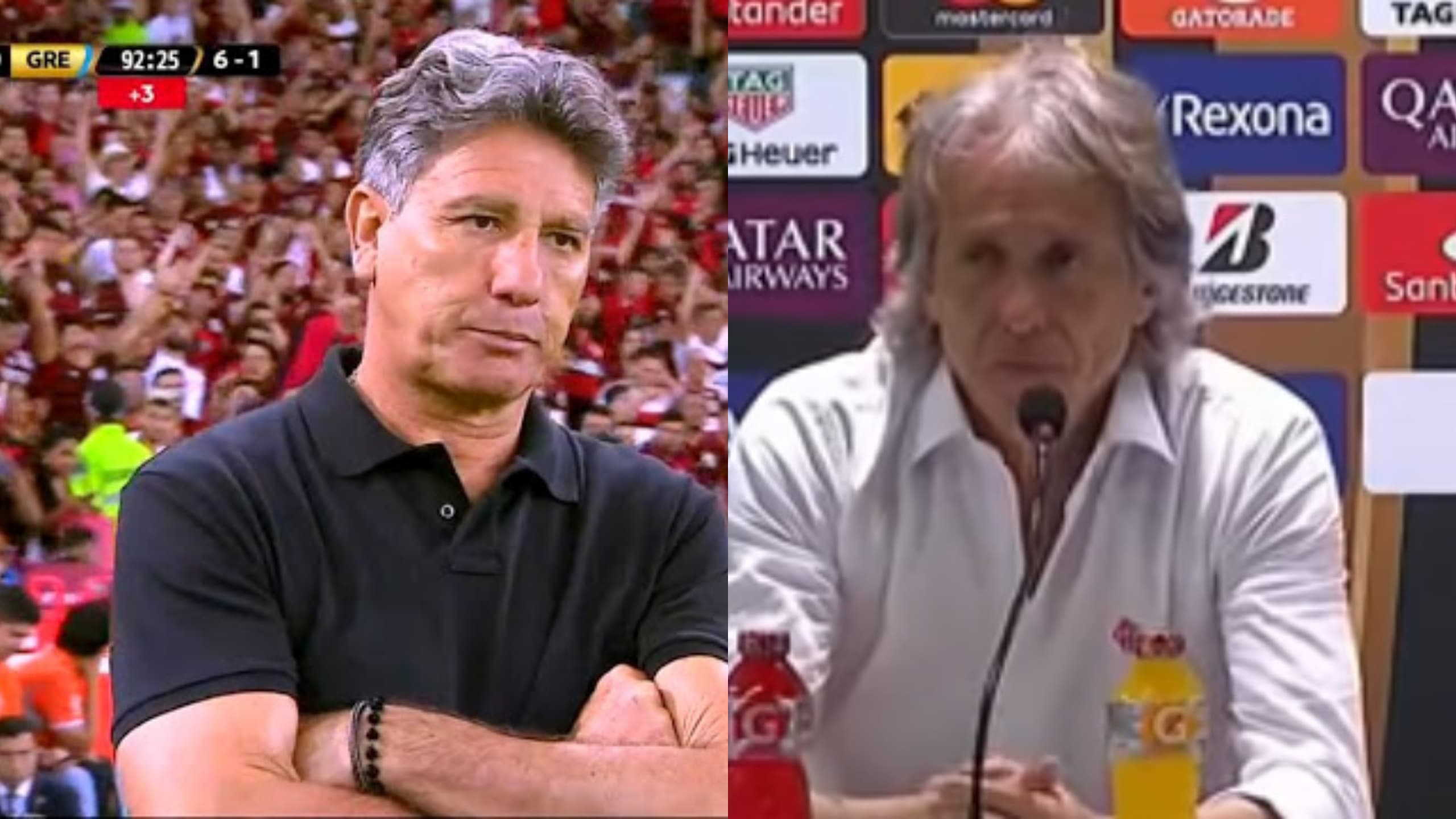 Renato Gaúcho e Jorge Jesus. Flamengo venceu o Grêmio por 5 a 0 e avançou para a final da Libertadores – 23/10/2019