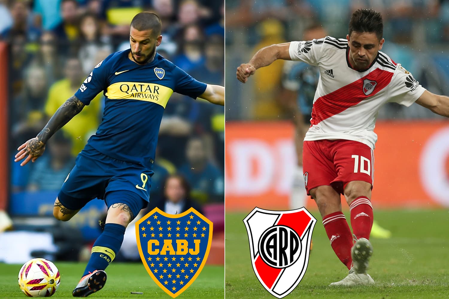Darío Benedetto e Gonzalo Martínez, jogadores do Boca Juniors e River Plate