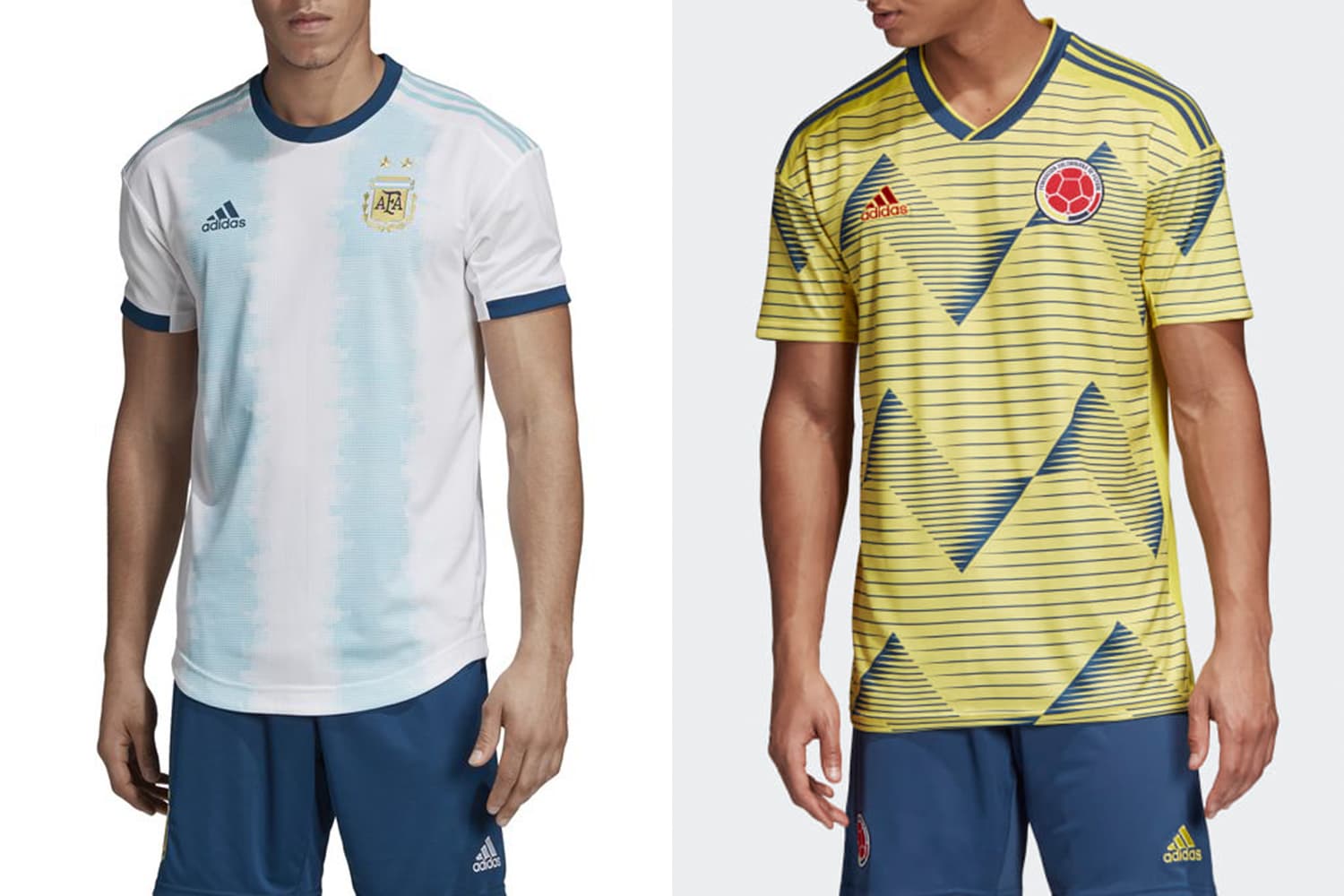 Novas camisas das seleções da Argentina e da Colômbia