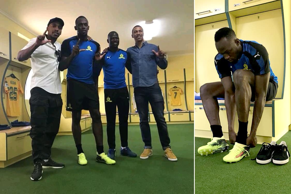 Usain Bolt treina pelo Mamelodi Sundowns, da África do Sul