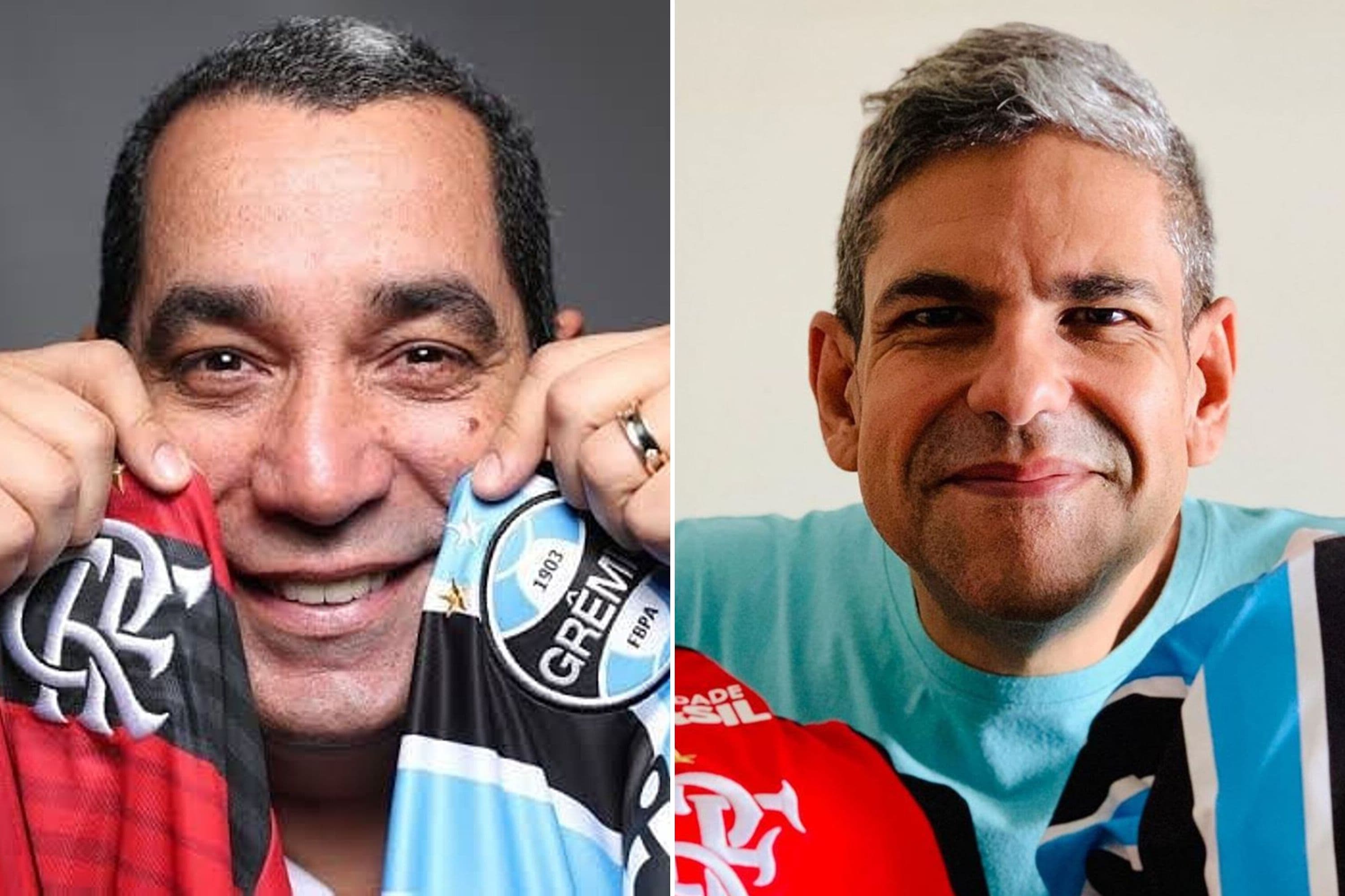O ex-jogador e atual comentarista Zinho e o narrador João Guilherme