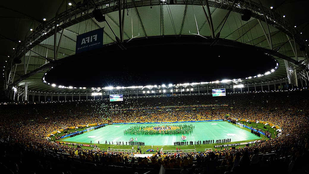 Cerimônia de encerramento antes da final da Copa das Confederações da partida de futebol entre Brasil e Espanha, no Estádio do Maracanã, no Rio de Janeiro