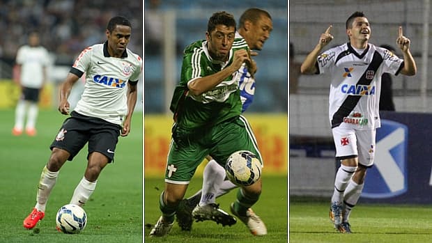 Elias, do Corinthians, Felipe Menezes, do Palmeiras, e Diego Renan, do Vasco
