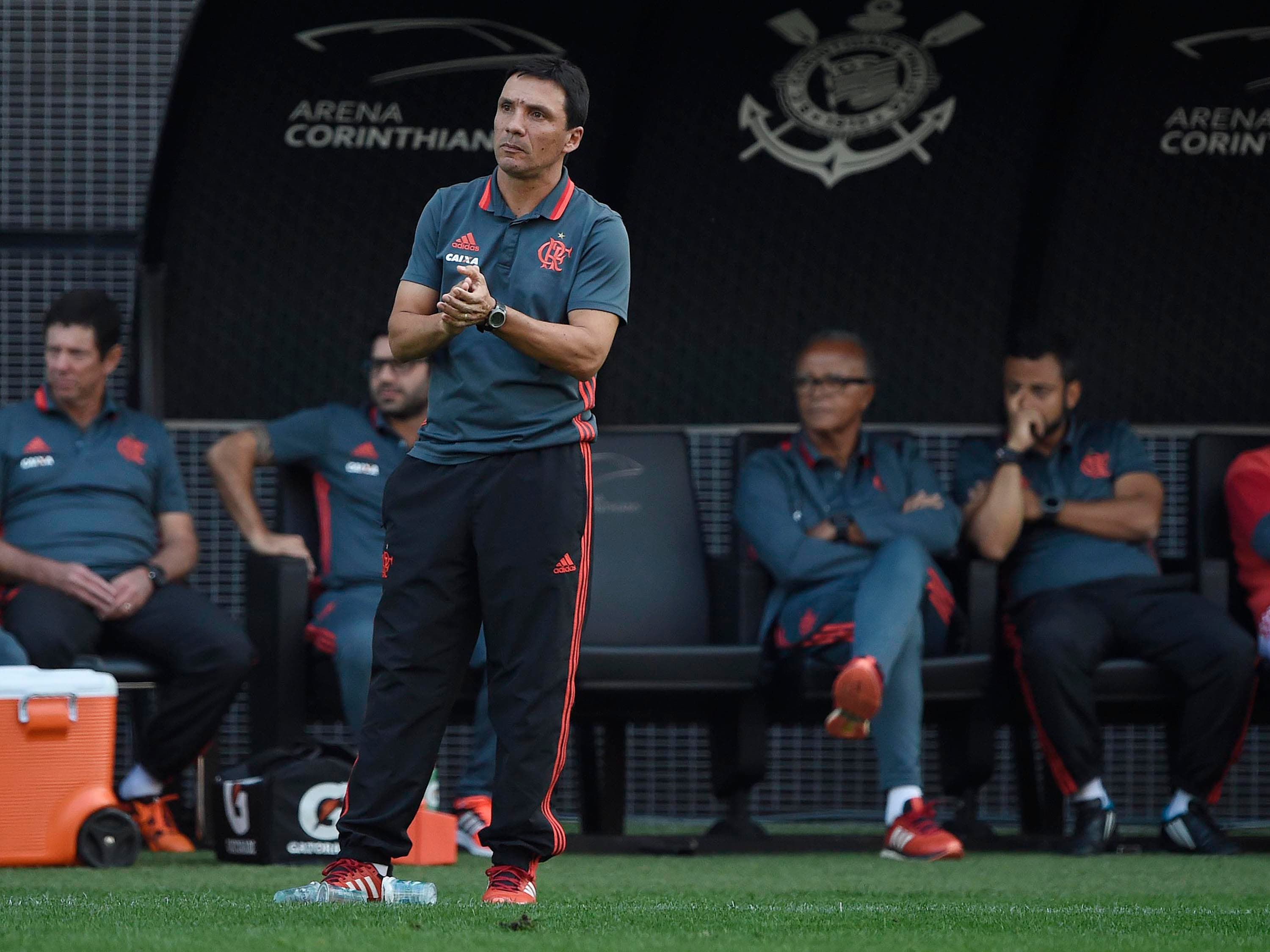 O técnico Zé Ricardo do Flamengo na partida contra o Corinthians no Itaquerão