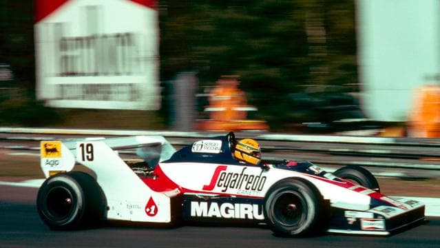 Carro da Toleman na temporada de 1984. Com este carro, Senna conquistou seus primeiros pódios na Fórmula 1