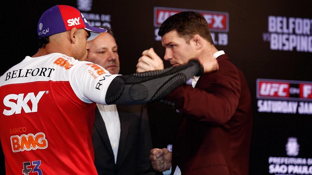O cartaz da luta entre Belfort e Bisping: dia 19 de janeiro na Ibirapuera Arena