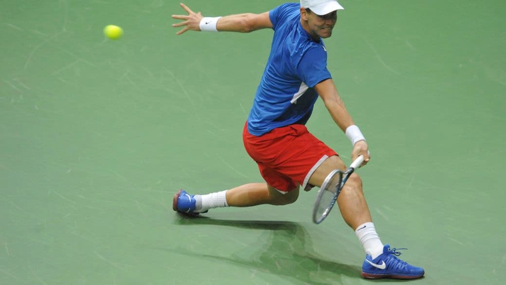 O tenista Tomas Berdych na final da Copa Davis, em Praga