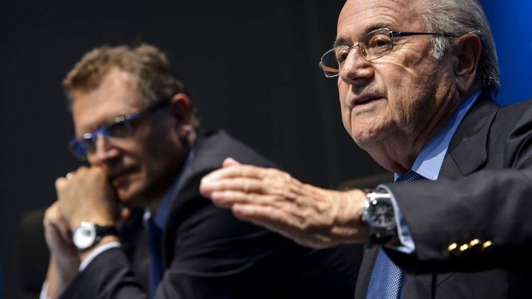 O presidente da Fifa, Joseph Blatter, em entrevista coletiva na sede da entidade, em Zurique (Suíça)