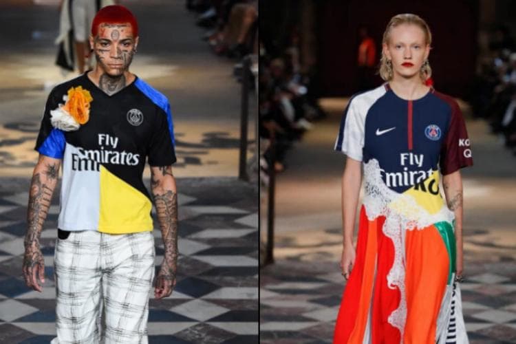 Marca Koché usou camisas do PSG em seu desfile