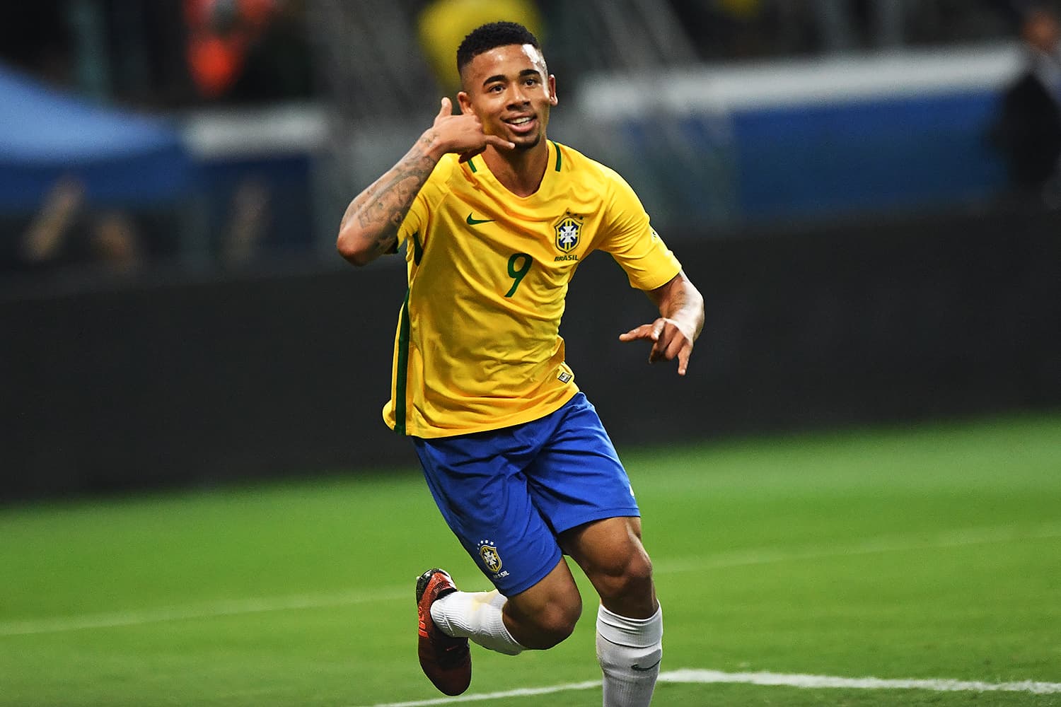Gabriel Jesus comemora o seu segundo gol durante jogo Brasil e Chile na Arena Allianz Parque, na zona Oeste da capital paulista – 10/10/2017