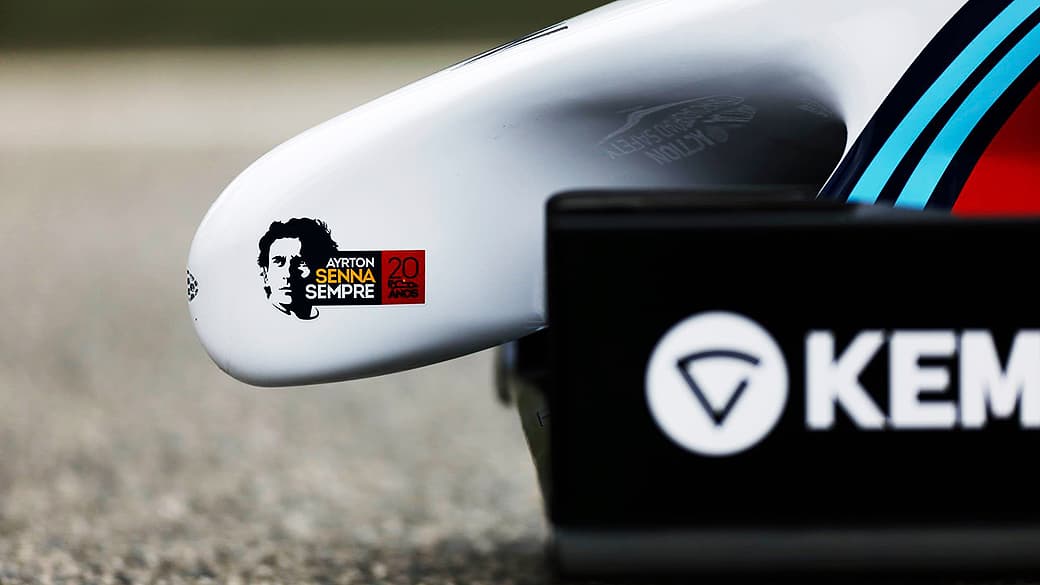 A homenagem a Ayrton Senna no bico da Williams modelo 2014