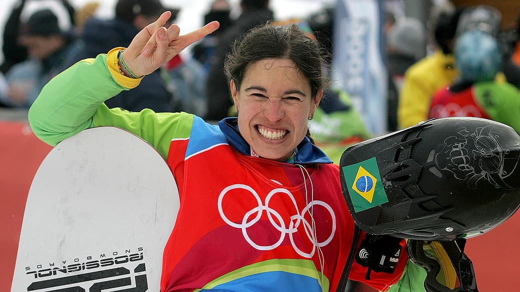Isabel Clark durante as quartas de final dos Jogos Olímpicos de Inverno de 2006, em Turin