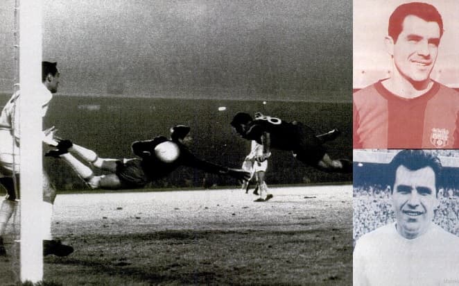 Evaristo de Macedo, com as camisas de Barcelona e Real Madrid