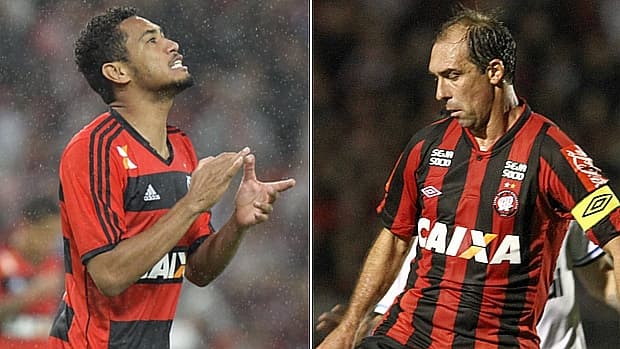 Hernane, do Flamengo, e Paulo Baier, do Atlético-PR: estrelas da final da Copa do Brasil