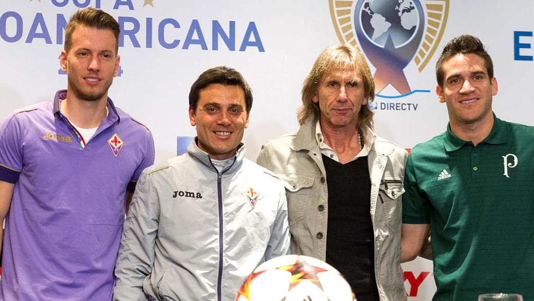 Goleiro Neto, os técnicos Montella e Gareca e o defensor Marcelo Oliveira participaram da promoção do evento em São Paulo