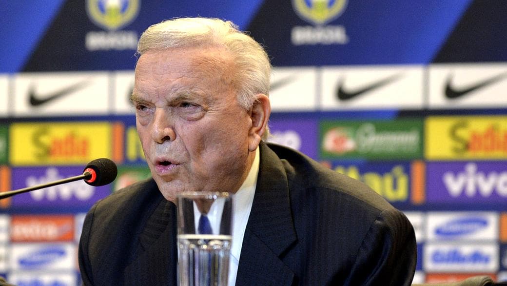 José Maria Marin, durante entrevista coletiva na sede da CBF, na Barra da Tijuca