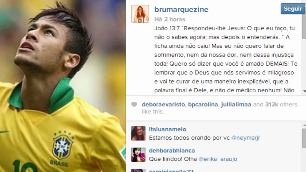 Bruna Marquezine postou mensagem no Instagram para Neymar