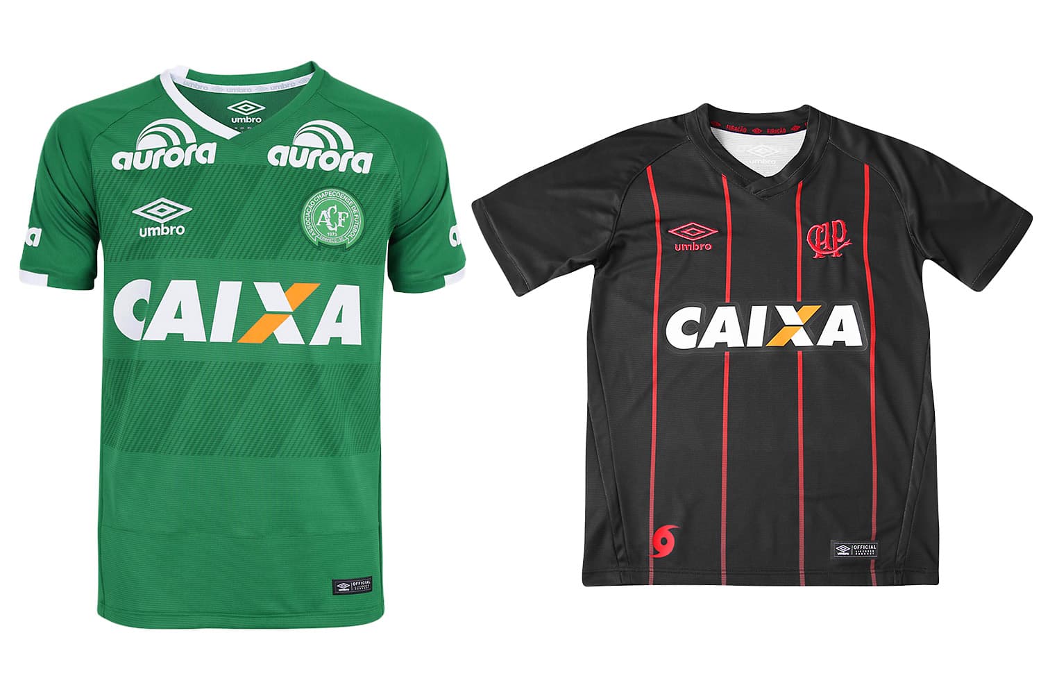 Montagem camisa Chapecoense e Umbra Atlético Paranaense