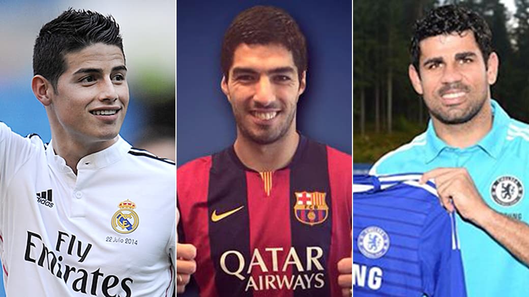 James Rodríguez, Luis Suárez e Diego Costa
