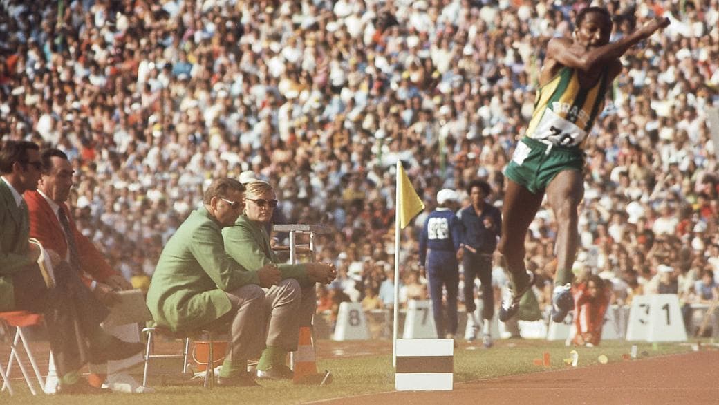 Nélson Prudêncio competindo na Olimpíada de Munique, em 1972