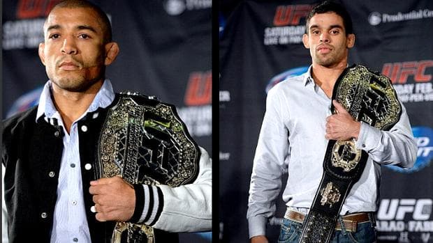 Os brasileiros campeões do UFC: José Aldo (à esq.) e Renan Barão