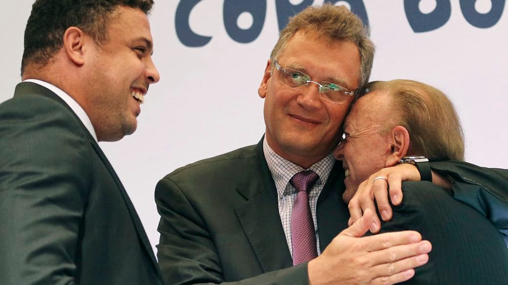Ronaldo, Valcke e Marin na quinta, no Rio: agora o francês é bem recebido