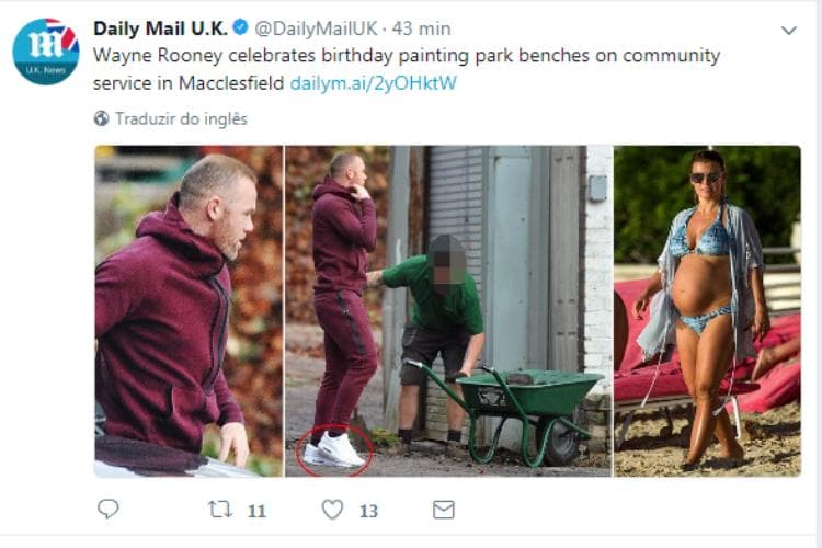 Wayne Rooney prestou serviços comunitários em Macclesfield, na Inglaterra