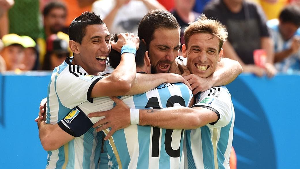 Seleção argentina, durante vitória sobre a Bélgica, em Brasília