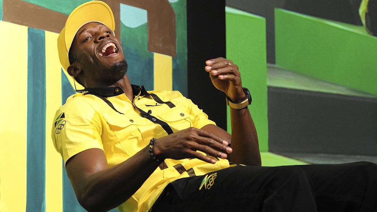 Usain Bolt, em entrevista coletiva em Londres: esbanjando confiança