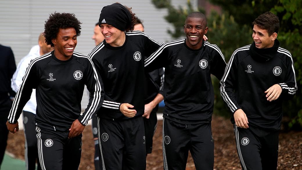Willian, David Luiz, Ramires e Oscar, do Chelsea