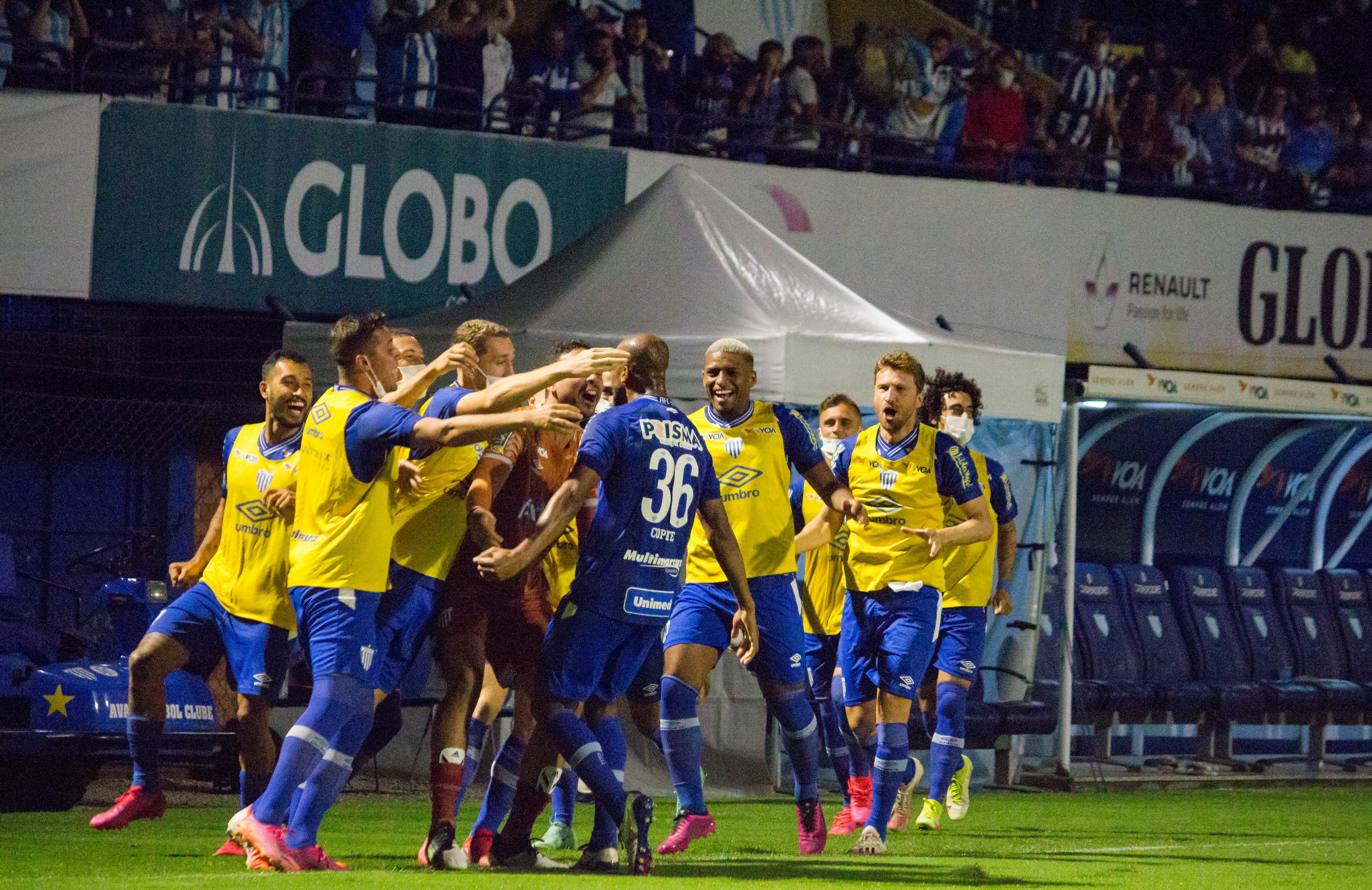 Jogadores do Avaí celebram acesso na Série B