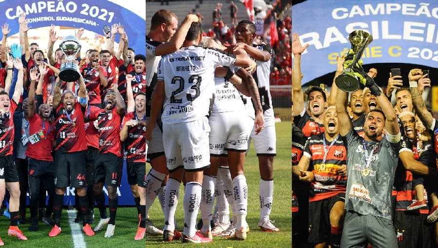 Athletico-PR campeão da Sul-Americana; Botafogo campeão da Série B do Brasileiro; e Ituano campeão da Série C