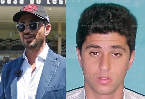 Joshua Wander m São Januário e em seu registro policial, há 19 anos