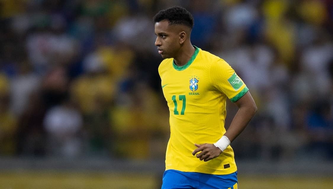 Rodrygo em ação pela seleção brasileira