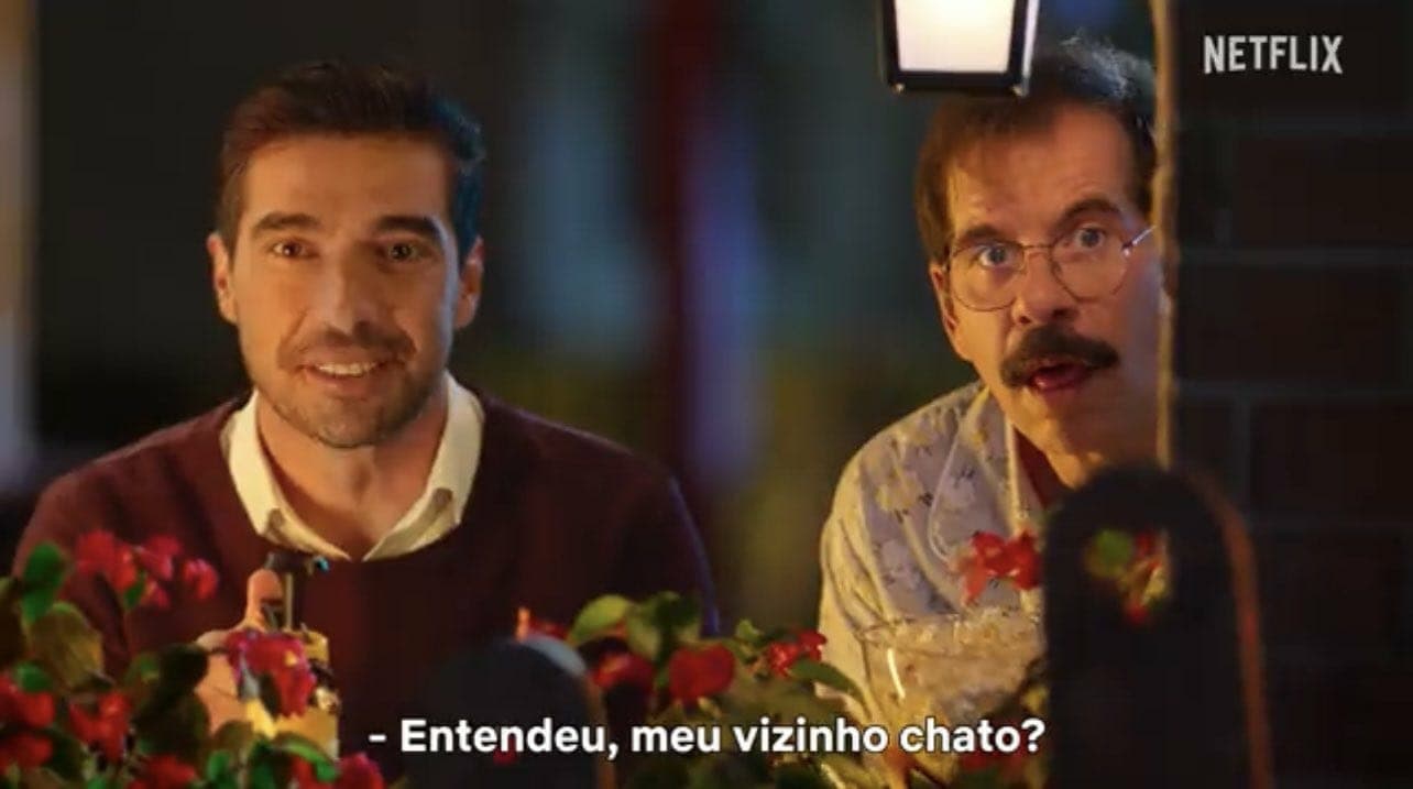 Abel Ferreira e Leandro Hassum na divulgação de Vizinhos
