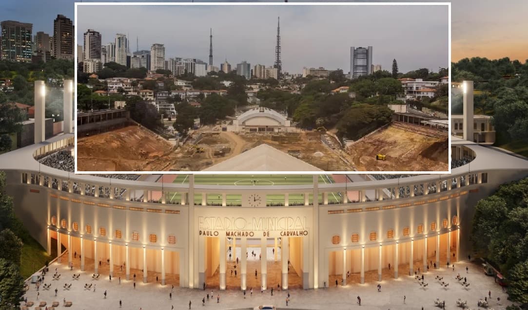 Antes e depois: o Pacaembu do futuro e, em destaque, como está a obra