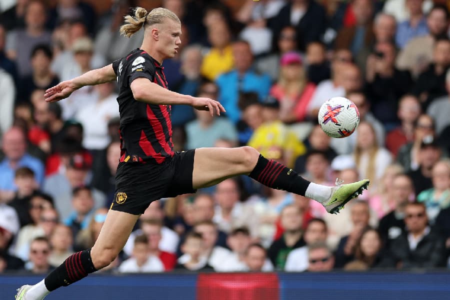 Erling Haaland na vitória do City sobre o Fulham