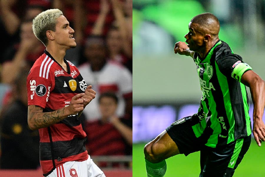 Pedro, do Flamengo, e Juninho, do América - AFP e Mourão Panda / América-MG