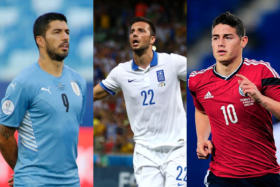 Suárez, Samaris e James: Brasileirão 2023 tem dezenas de estrelas internacionais - Montagem PLACAR sobre Getty Images e AFP