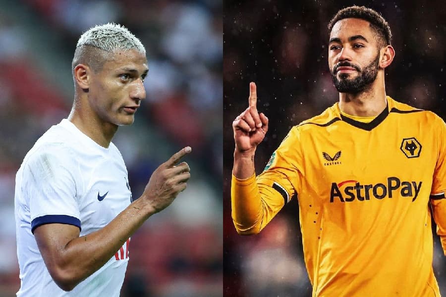 Richarlison, do Tottenham, e Matheus Cunha, Wolverhampton foram convocados por Diniz para a seleção brasileira – Justin Tallis/ AFP e @cunha/Instagram